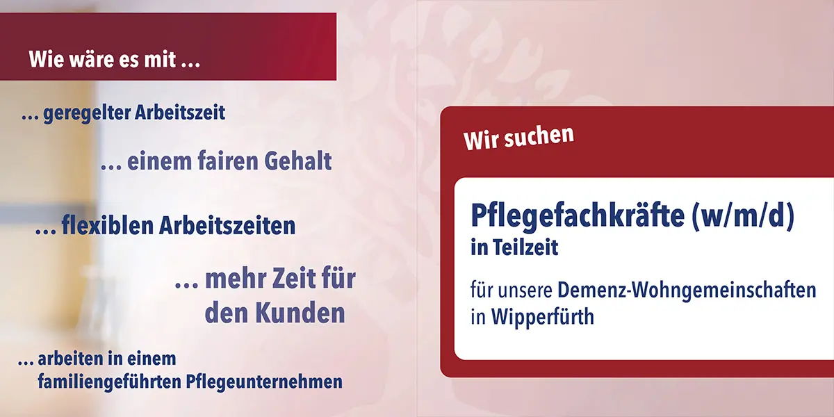 Keyvisual Pflegefachkraft (w/m/d) für Stellenanzeige